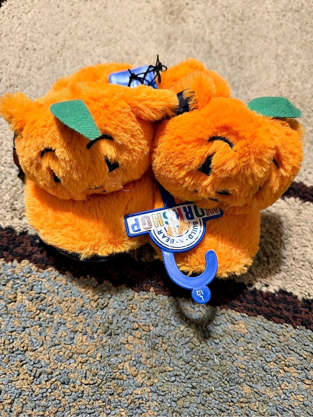 Build a bear Pumpkin Plush Slippers NWT